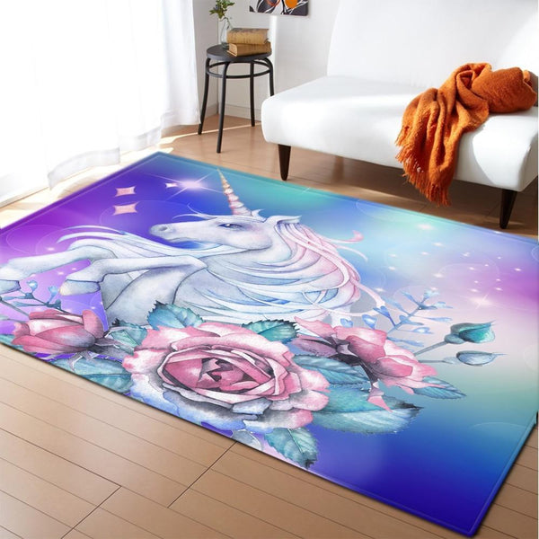 Flowers Unicorn Rug